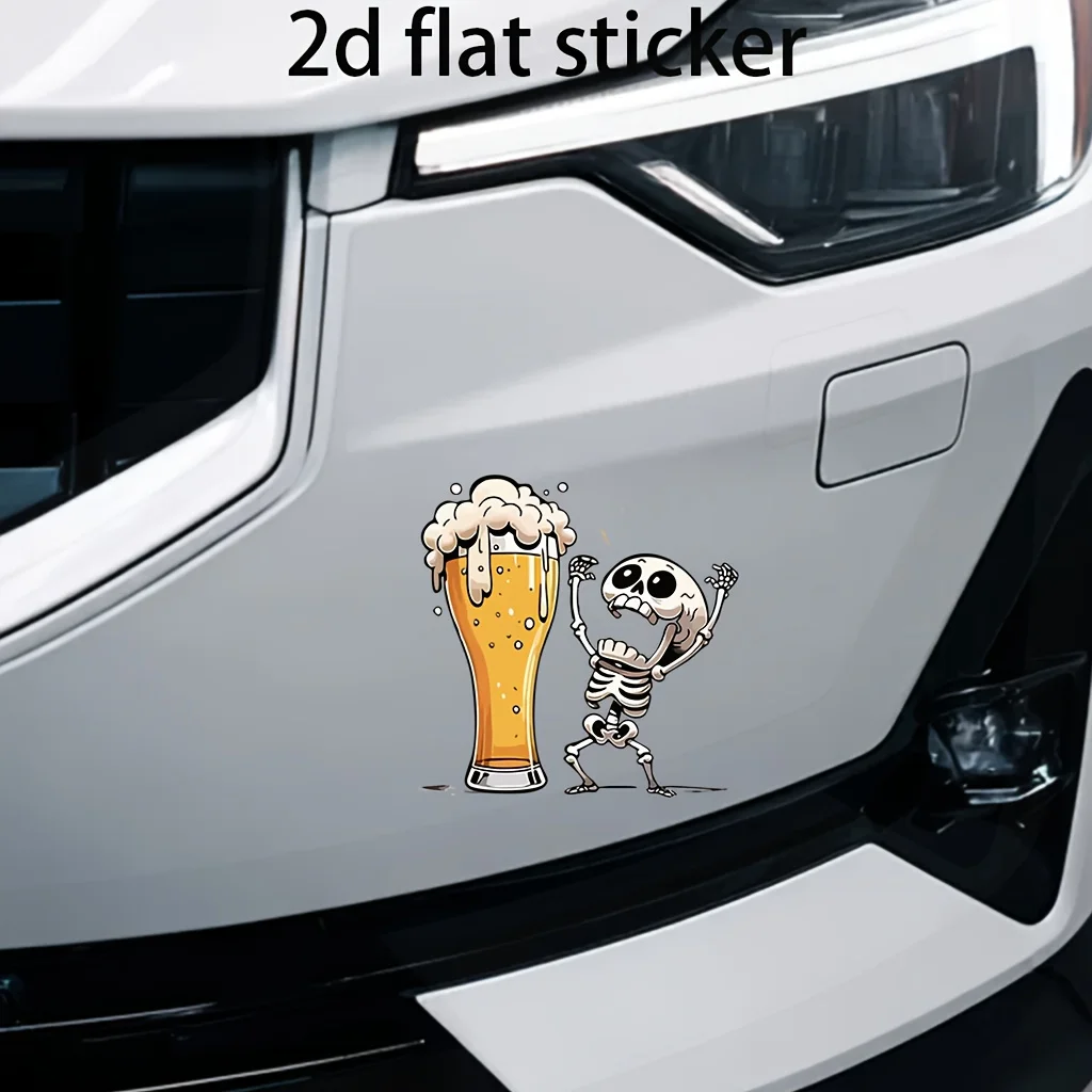 

Съемный декор для вечеринок и баров, для автомобилей, грузовиков, окон, стен. Большая забавная виниловая наклейка с изображением пивной кружки с черепом.
