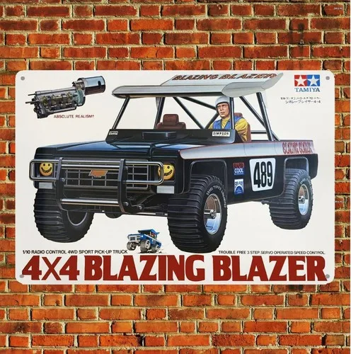 Metal Poster Vintage Rc Car Tin Sign Plaque Tamiya Blazing Blazer Boxart