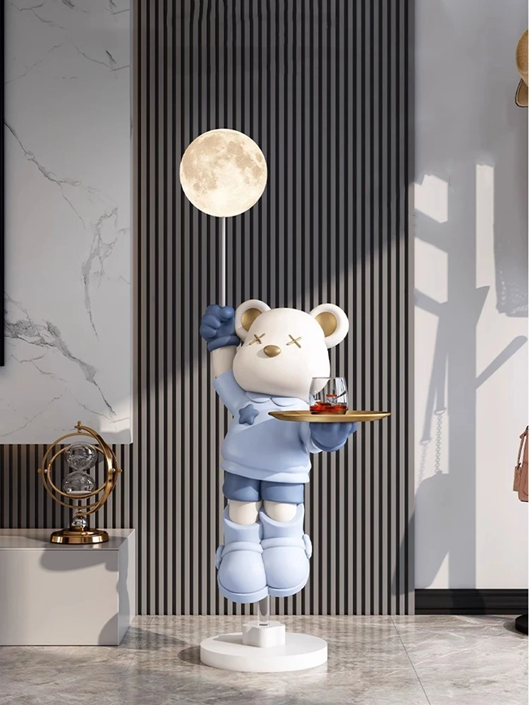 

Home Decor 133CM Vitality Bear Statues Tray Storage Rack Floor Decoration Living Room Creative Animal Sculpture Art Side Table s