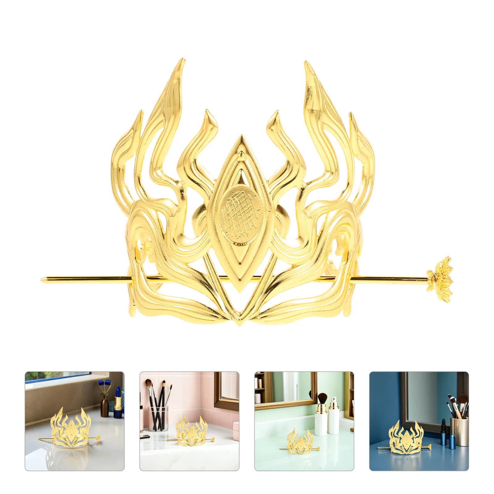 

Chinese Vintage Hair Crown Metal Hairpin Ancient Style Headpiece Hair Stick Crown for Hanfu Costume Stage Performance
