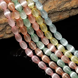12x8 14x10mm Natural Stone Cat Eye Oval Beads Multicolor Loose Spacer Beads For Jewelry Making DIY Bracelet Necklace Supplies