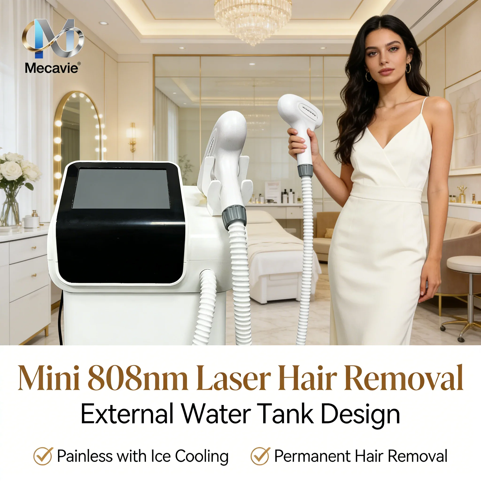 808nm Mini Diode Laser Hair Removal Device Ice Platinum Epilator Painless Permanent Portable Home Use External Water Tank
