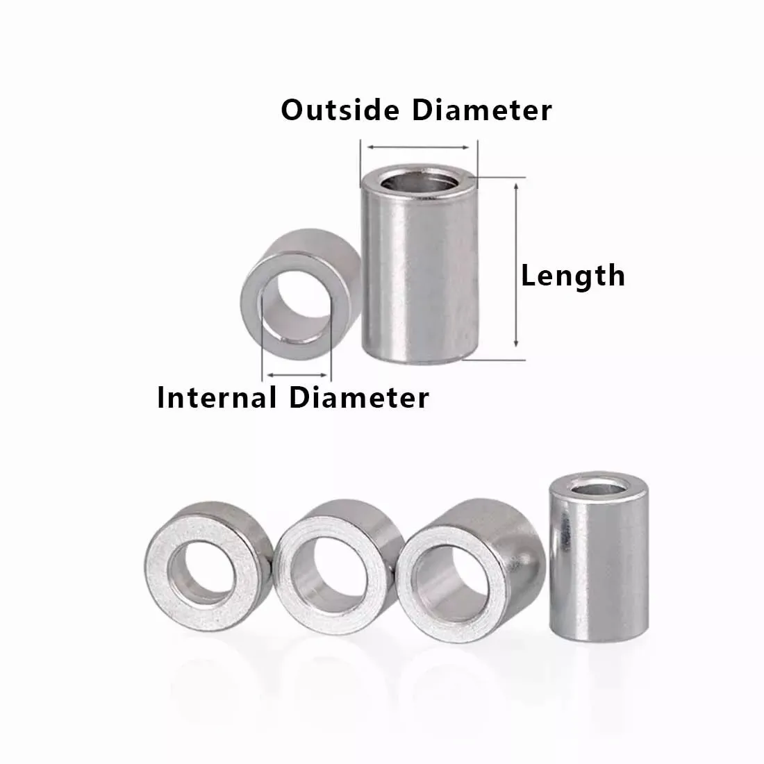 1Set M3 M4 M5 M6 M8 Stainless Steel Standoff Spacers Stand off Collar Round Spacer Bush No Thread Standoff Spacer Sleeve Set