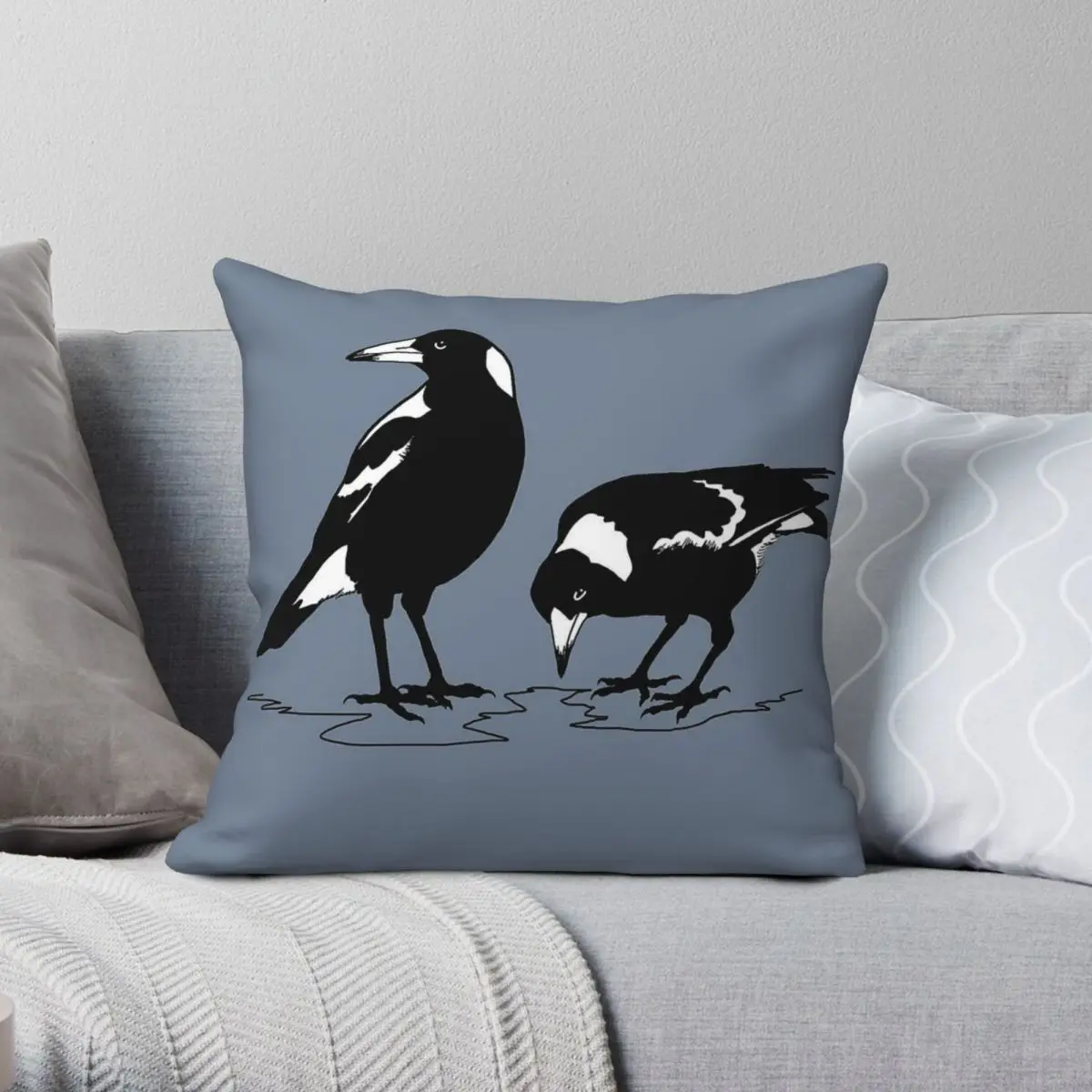 Australian Magpie Pillowcase Polyester Linen Velvet Printed Zip Decor Throw Pillow Case Home Cushion Cover 45x45