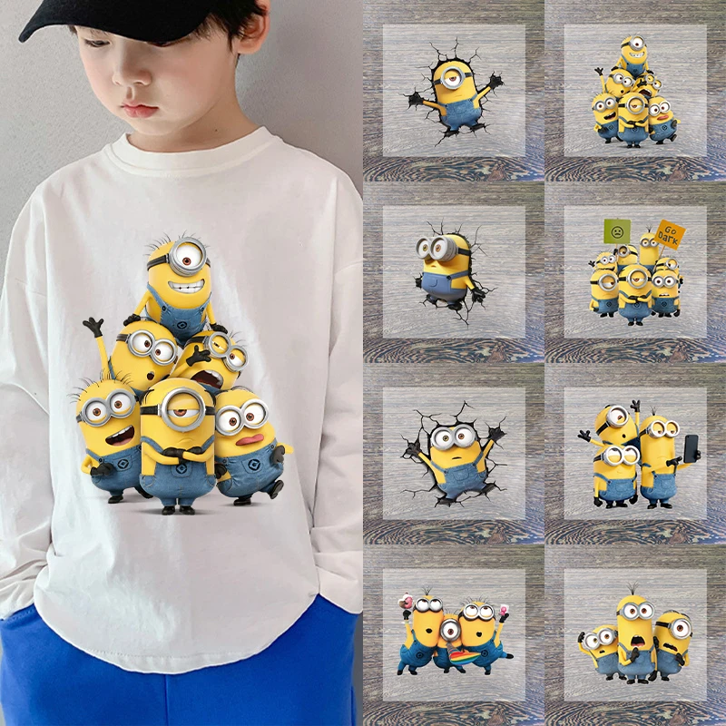 

Minionses Cartoon Iron on Patches for Clothing DIY T-shirt Heat Transfer Stickers Kawaii Children Clothes Custom Vinyl Sticker