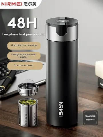 500ml 물병 진공 플라스크 스테인레스 스틸 보온병 열 텀블러 나사 없음 원 클릭 오픈 휴대용 한 손으로 푸시 차