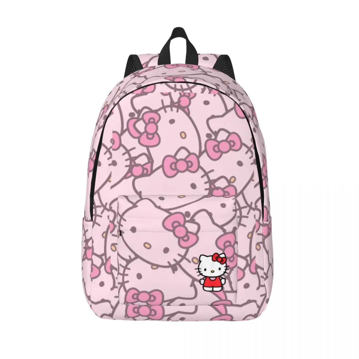 

Рюкзак с лицом Hello Kitty для учеников начальной школы, Kawaii, мультяшная сумка для книг, холщовый рюкзак для подростков, уличный рюкзак