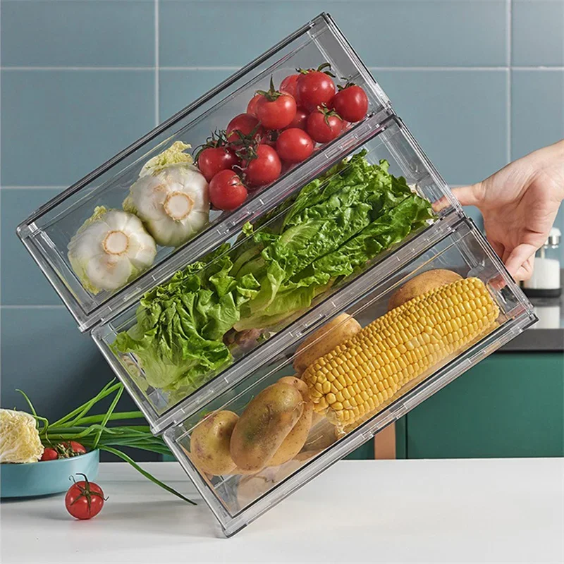 Kitchen Refrigerator Storage Box Drawer-type Fresh-keeping Box Food-grade Eggs and Meat Food Frozen Finishing Storage Box