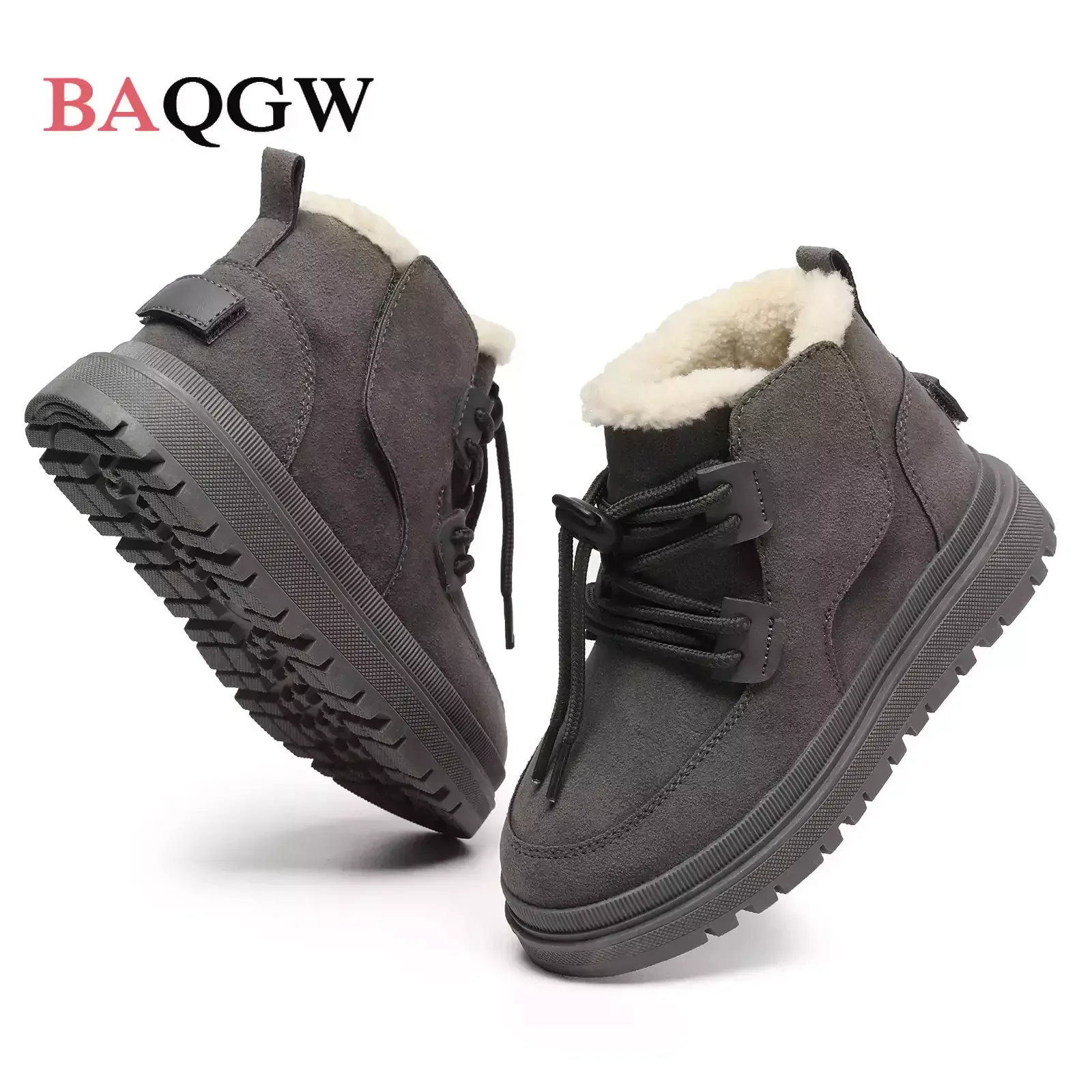 Children Boots Boy Girls Warm Winter Shoes Outdoor Non-slipp Leather Walking Sneaker Plush Unisex Baby Ankle Boots Size 26-34