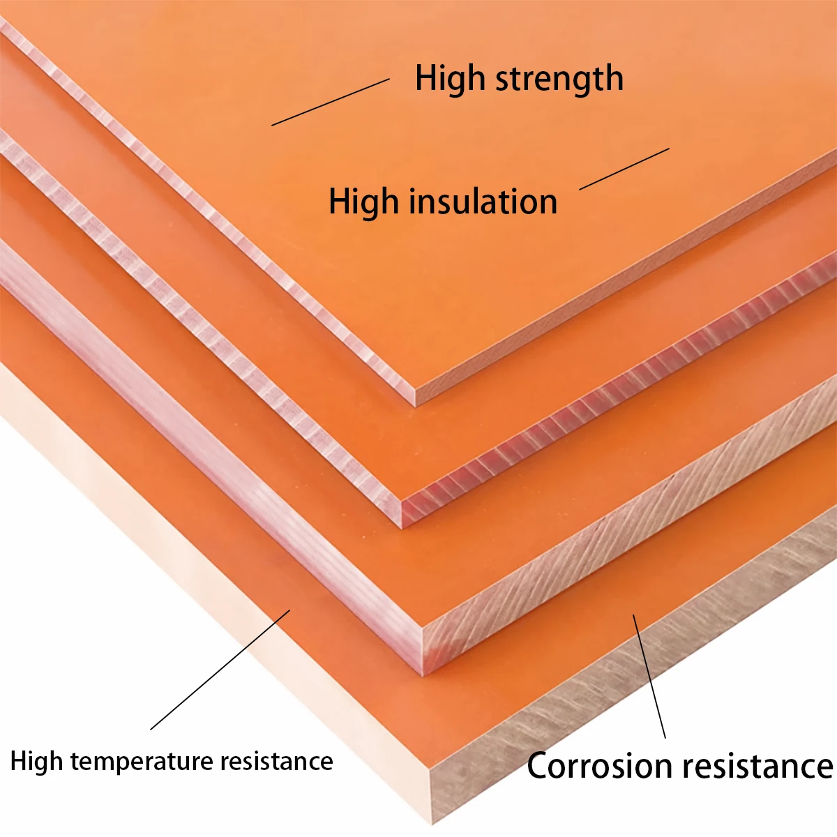 Orange Red Electric Wood Board, Insulation Rubber Board, High Temperature Resistant Insulation Board Thickness 1/2/3/4~20MM