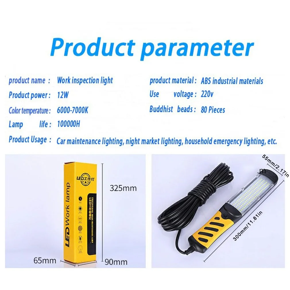 Imagem -04 - Contas Quente Lâmpada de Inspeção Portátil com Fio Prático Luz de Trabalho com Poderoso Ímã Gancho Rotativo de Alta Qualidade 120