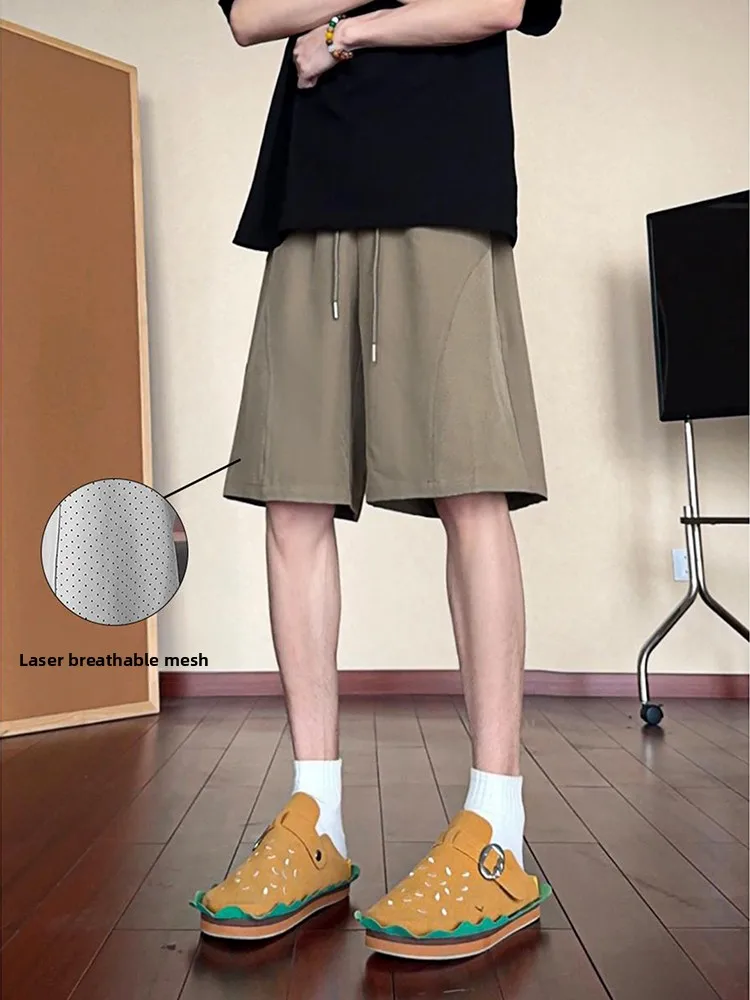 

American Sle Ice Silk Men's orts Breathable Qui Dry Lightweight Summer Casual Pants Loose Fit Cool Feeling Five Inches