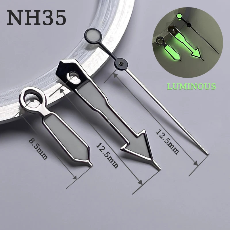 Luminescent Watch Hands Set Multi-Color 8.5×12.5×12.5mm - Ideal for NH35 Watch Customization & Parts Replacement