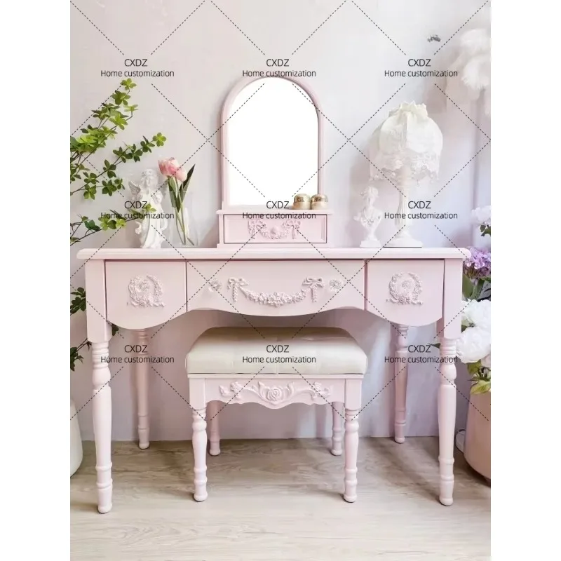 XXGirls Wood Modern Vanity Table Storage Mirror Drawers Luxury Bedroom Dressers Space Saving  Furniture Home