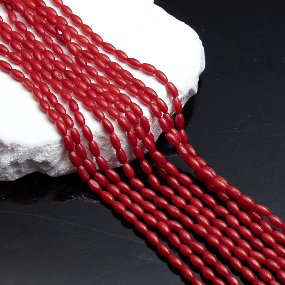 المرجان الطبيعي الأرز على شكل فضفاض الخرز 3.5x6.3 مللي متر الأحمر عزل الخرز حلية صنع المجوهرات سوار ذاتي الصنع قلادة أقراط هدية #2