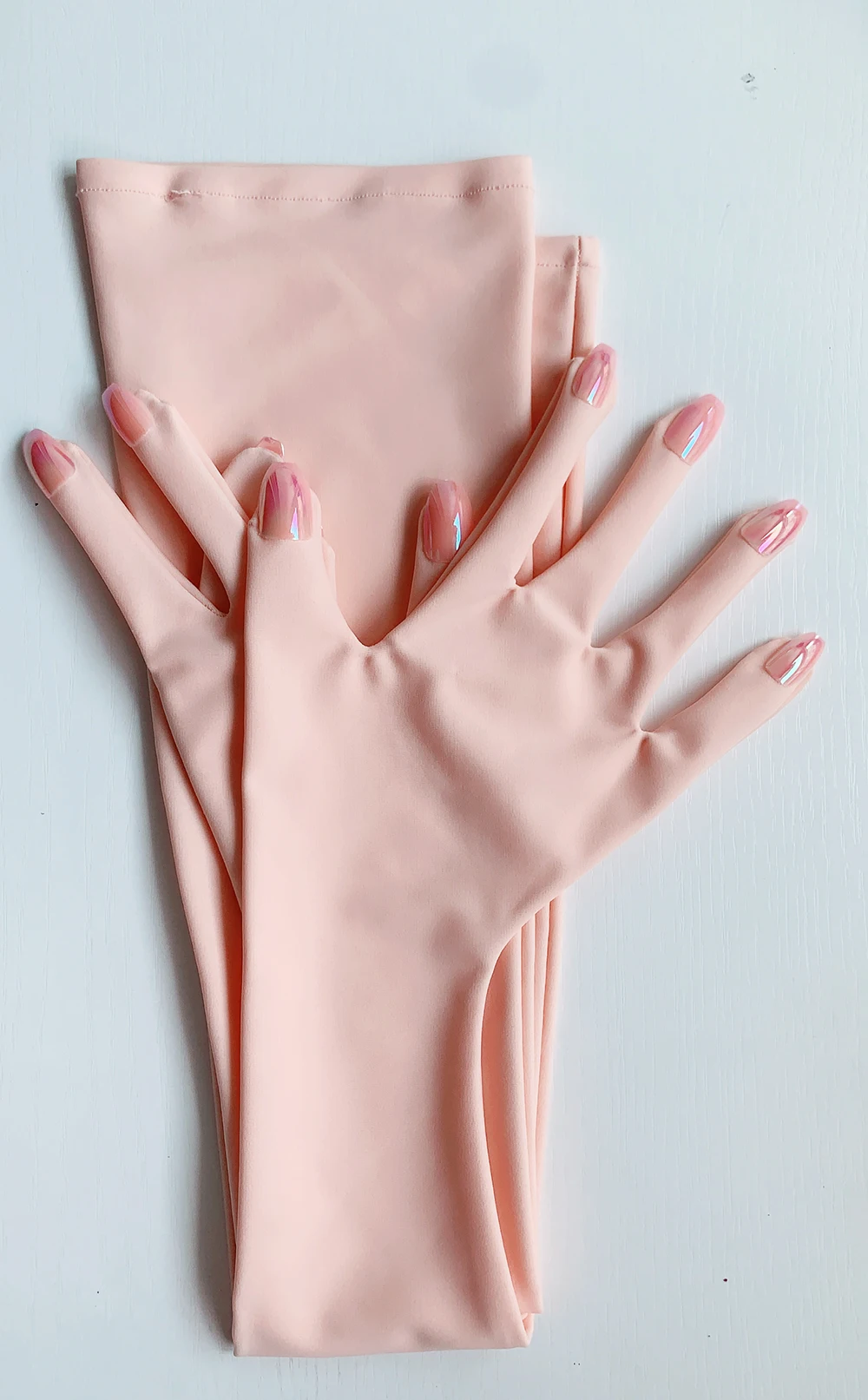 

Women's None Shiny Flesh Spandex Zentai Glove Fetish Crossdress Men's Cosplay Kigurumi Gloves With Nails Male to Female