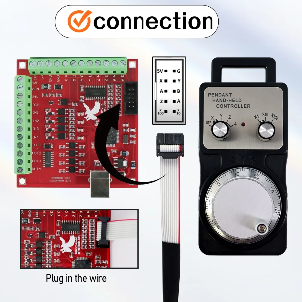 4-Achsen-MPG-Handrad + Mach3 USB-Schnittstellenkarten-Kit CNC Manueller Impulsgenerator Handsteuergerät für Router-, Gravur- und Fräsmaschinen | EU-Lager 24-Stunden-Versand ohne Mehrwertsteuer – Detail 4