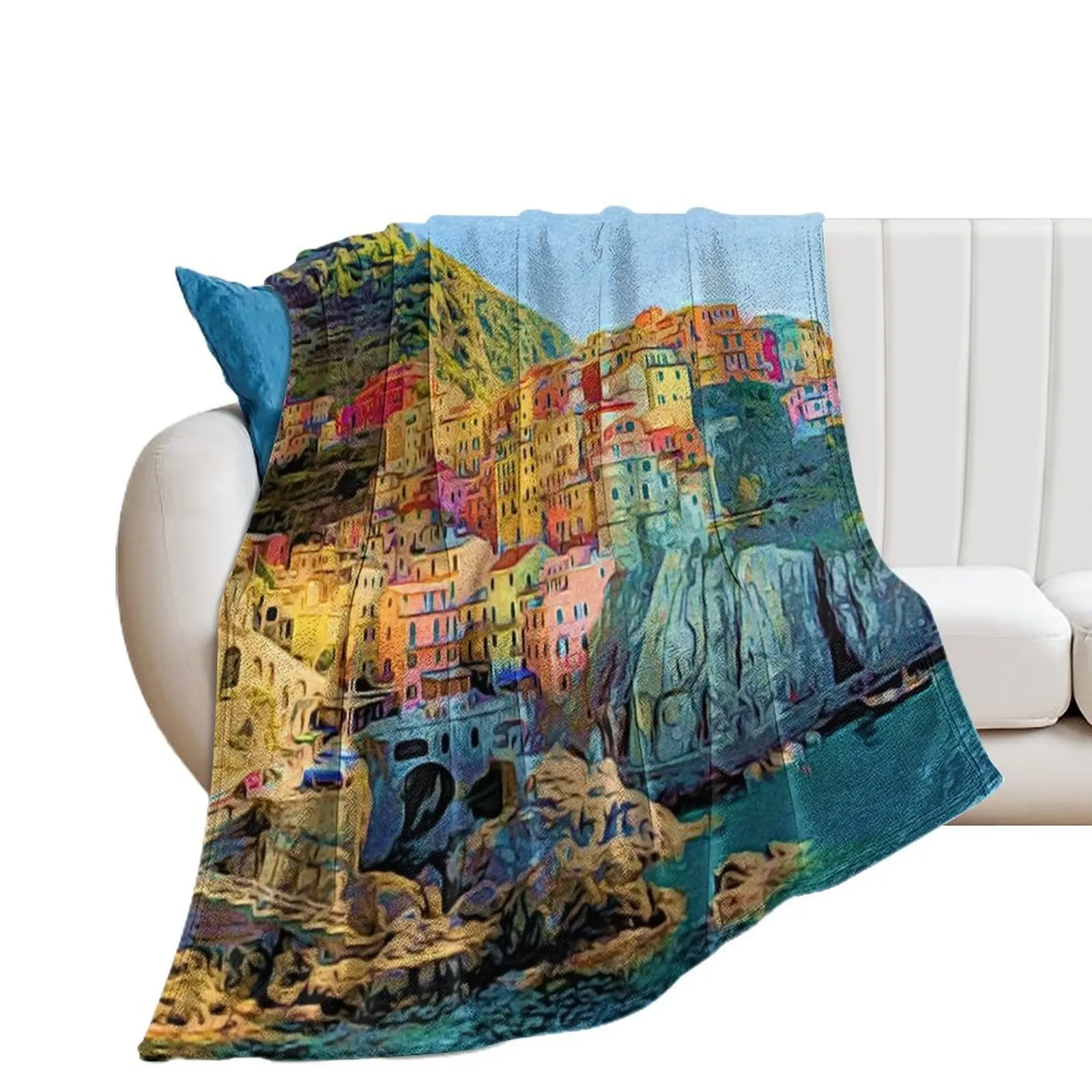 Cinque Terre, Italy Painting Throw Blanket Softest warm for winter christmas gifts Blankets