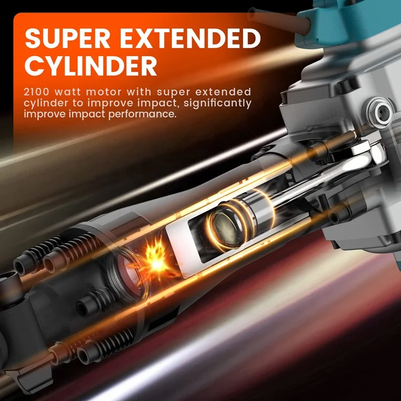 Powerful Demolition Hammer 2100W Concrete Breaker with Anti-Vibration CE Certified Electric Drill for Construction & Renovation