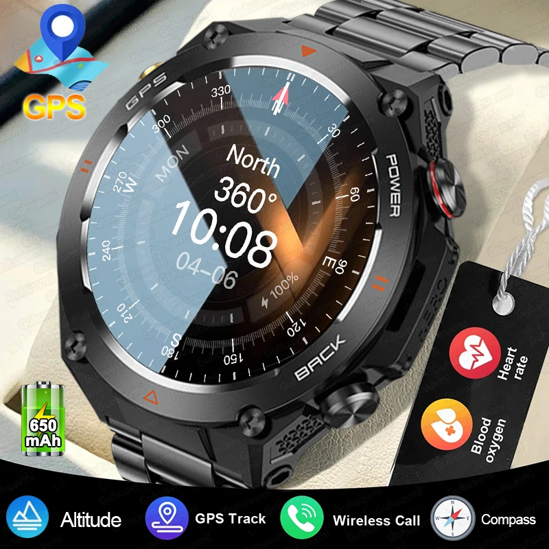 Neue Outdoor Professionelle GPS Flugbahn Smart Uhr 1,45 "AMOLED Wasserdichte Uhr Bluetooth Anruf Smartwatch Männer Für Android IOS