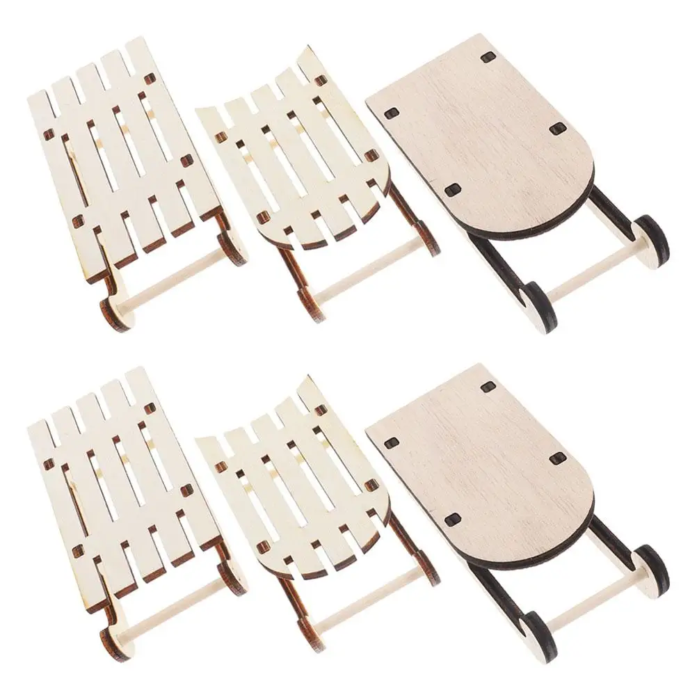 6 pièces traîneau en bois traîneau de noël père noël bonhomme de neige décor à la maison Miniature bricolage artisanat inachevé Portable enfants jouet éducatif
