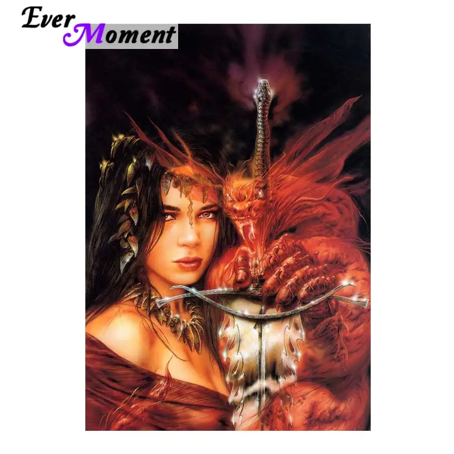 

dimond painting cross stitch fantasy art woman with monster diamond painting 5d diamond embroidery art cross stitch ASF710