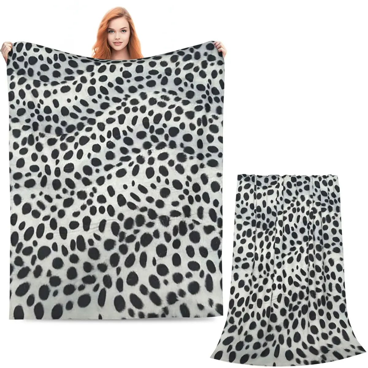 Dalmatian Dog Texture Blanket Soft Warm Flannel Throw Blanket Bedspread for Bed Living room Picnic Travel Home Couch