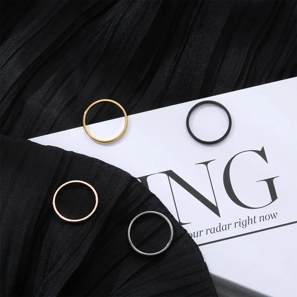 2 مللي متر النساء فتاة حجم 3-10 مجوهرات الحفلات الفولاذ المقاوم للصدأ إصبع المفصل عادي Band Thin الدائري