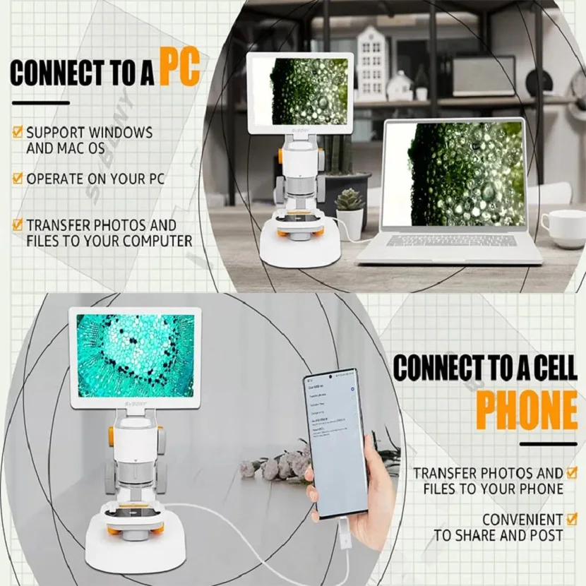 Imagem -04 - Microscópio Digital Svbony Sm101 Tela Sensível ao Toque Ips de com Função de Edição e Medição Microscópio de Moedas 1080p para Moedas com Erro