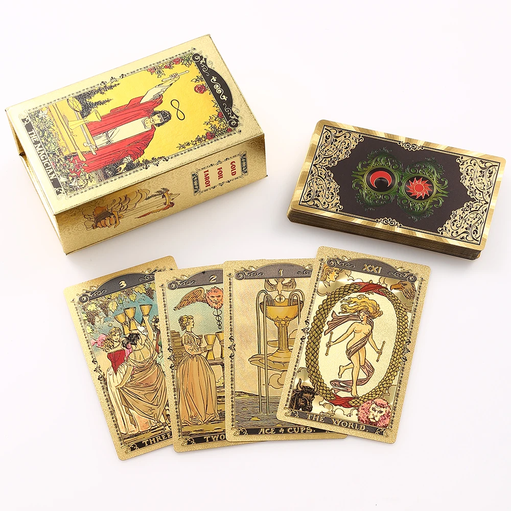 Cartes de tarot en plastique résistantes à l\'eau, feuille d\'or de 1958, jeu explorez ecs exquis, collection de cartes de marié, résistant à l\'usure