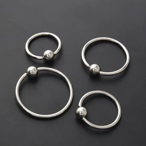 SaYao 4 قطعة/الوحدة الكرة الكبيرة الفولاذ المقاوم للصدأ الأسير هوب خواتم BCR PA حلقة حلقات للحلمات من الفولاذ كبير هوب القرط هيئة ثقب المجوهرات #1