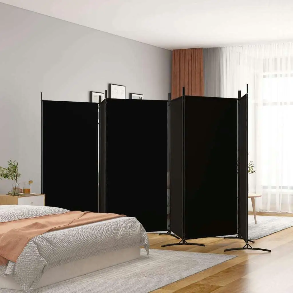 Black 6-Panel Fabric Room Divider 204.7x70.9 - Stylish Screen for Home Decor