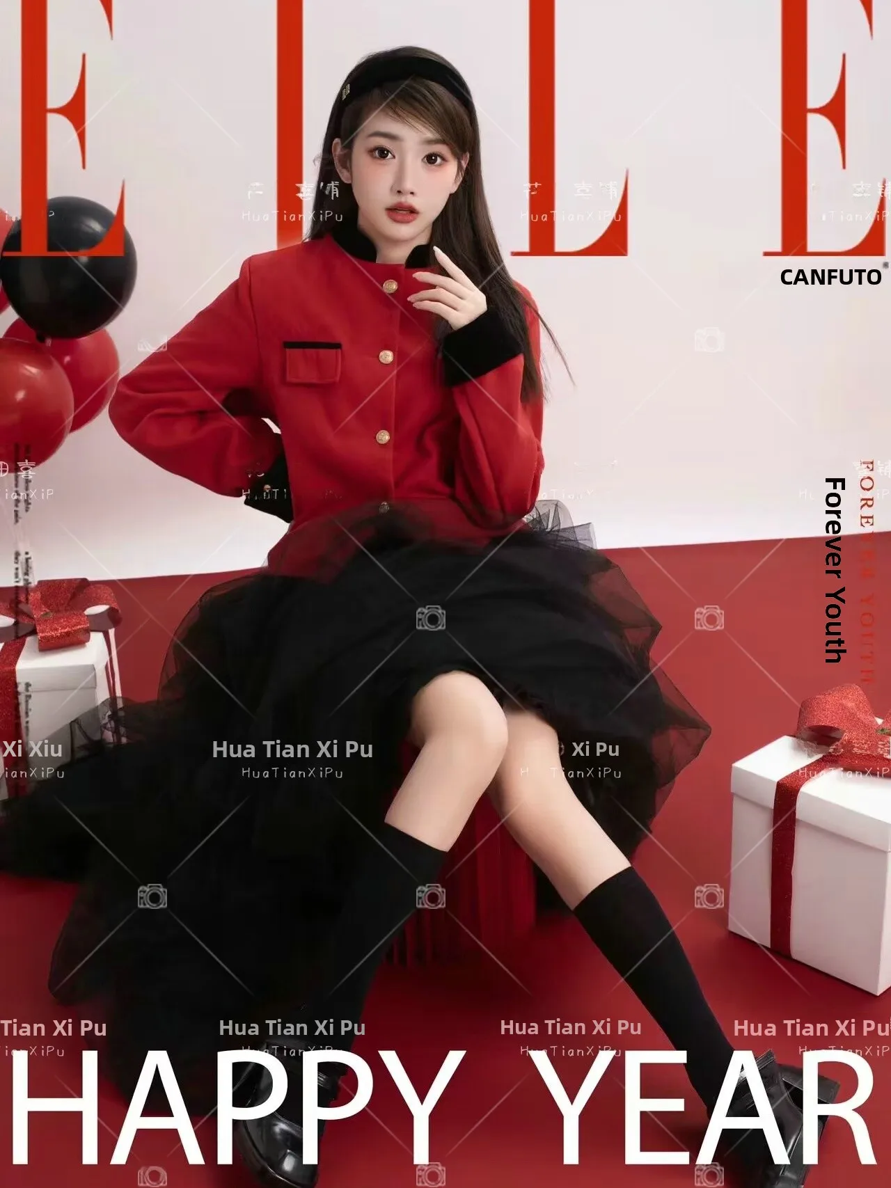 

Новинка! Праздничная красная одежда для девочек к Новому году, для художественных портретов в студии, осень-зима.