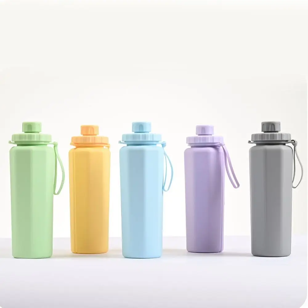 

600ml Silicone Folding Water Bottle Reuseable Silicone Collapsible Water Cup Soft Travel Cup Leak-proof Foldable Bottle