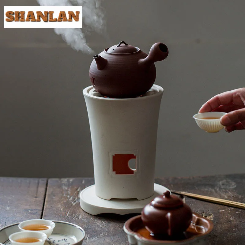 Handmade White Peat Tea Warmer Holder Alcohol Burner Stove Kettle Stand Boiling Water Carbon Furnace Cha Accessories Ornaments