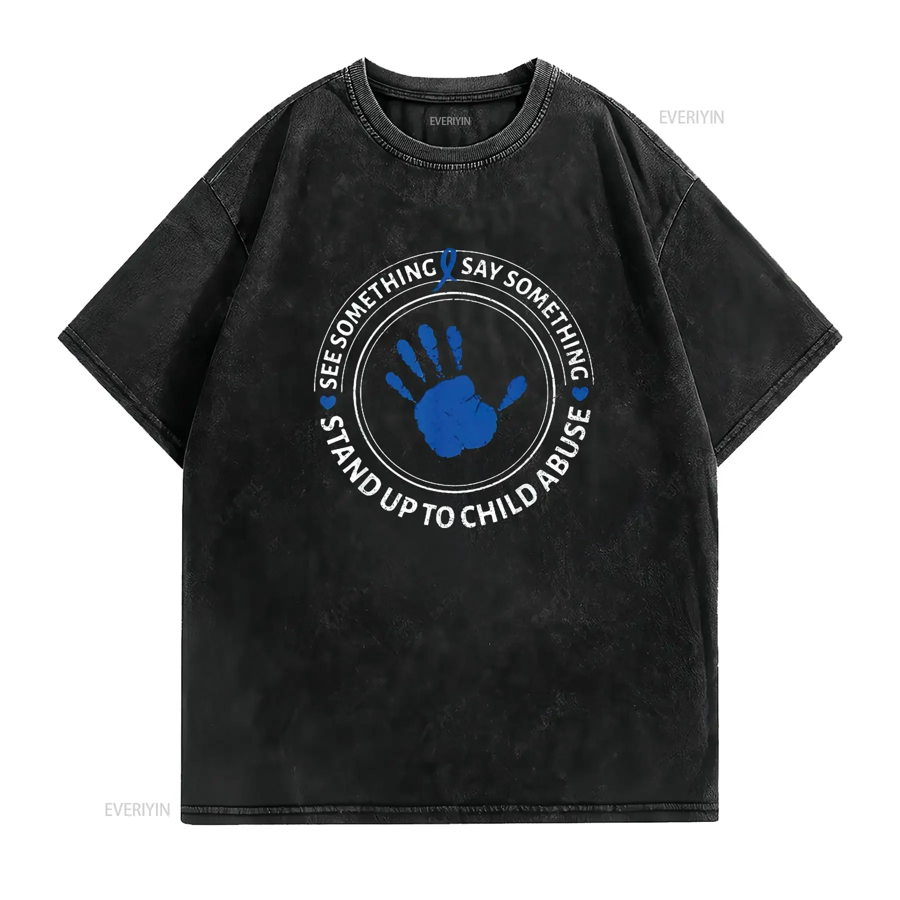 See Something Say Child Abuse Awareness Ribbon Womens T Shirt vintage Washed Comfortable Casual graphic Top For Everyday Wear
