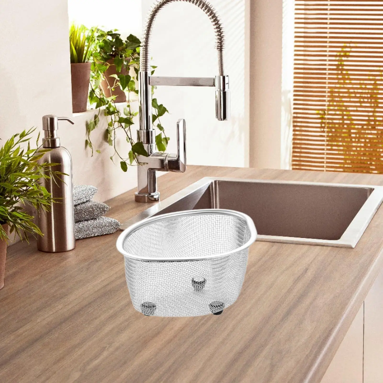 Sink Mesh Strainer Sponge Holder Collect Food Scraps Reusable Food Catcher