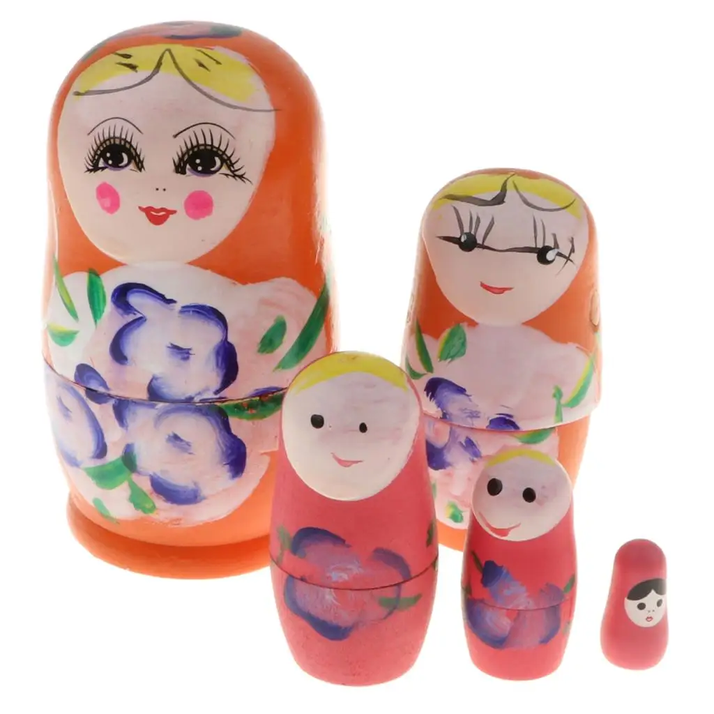 Bambole russe Matrioska 5 strati regalo di compleanno di natale di nidificazione dipinto a mano per bambini