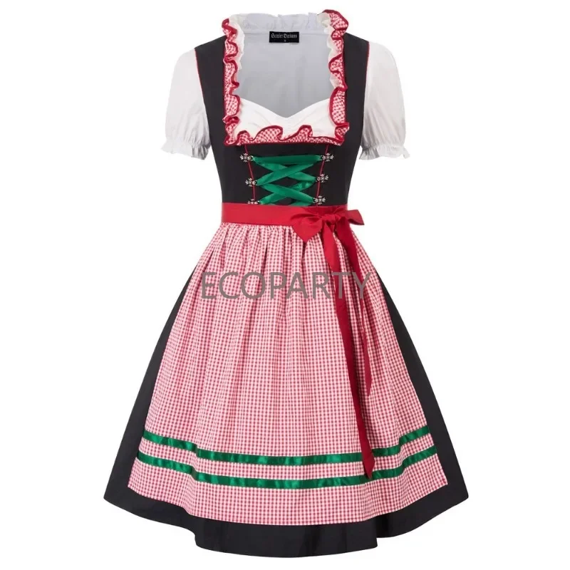 2023 Autumn European and American Women's Wear New Product Maidservant Beer Suit Short Sleeve Lacing Dress Women's Mini Dress