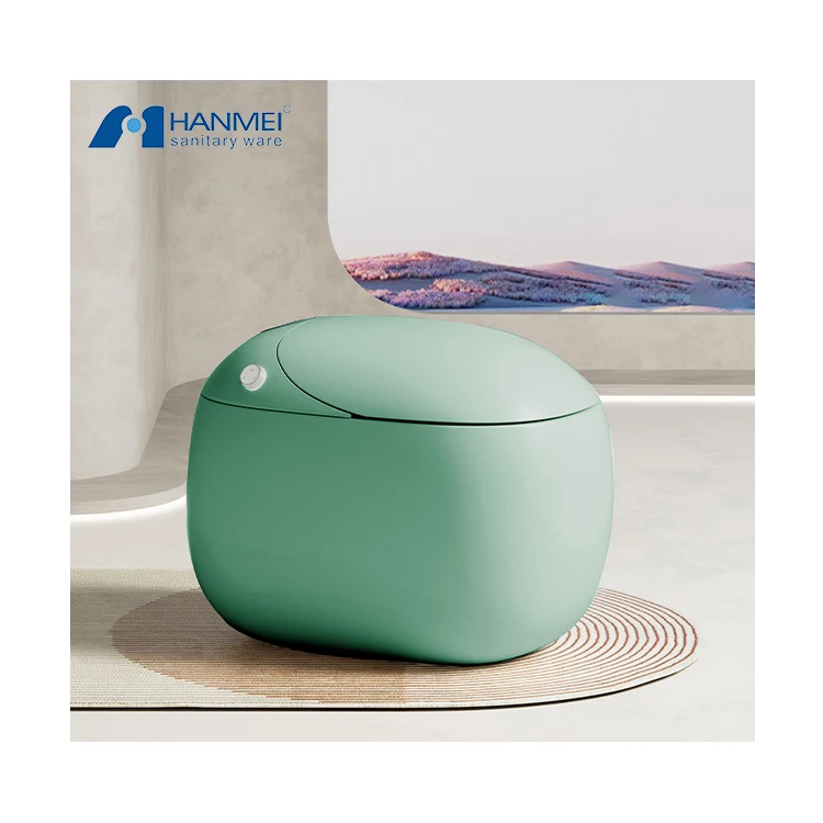 North America Green Sanitary Ware Floor Mounted Ceramic Siphonic Modern One Piece Toilet Bathroom Egg Shape Toilet