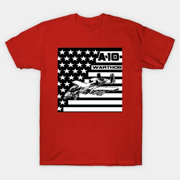 Retro American Flag A-10 Warthog Attack Aircraft T-Shirt 100% Cotton O-Neck Short Sleeve Summer Casual Mens T-shirt Streetwear