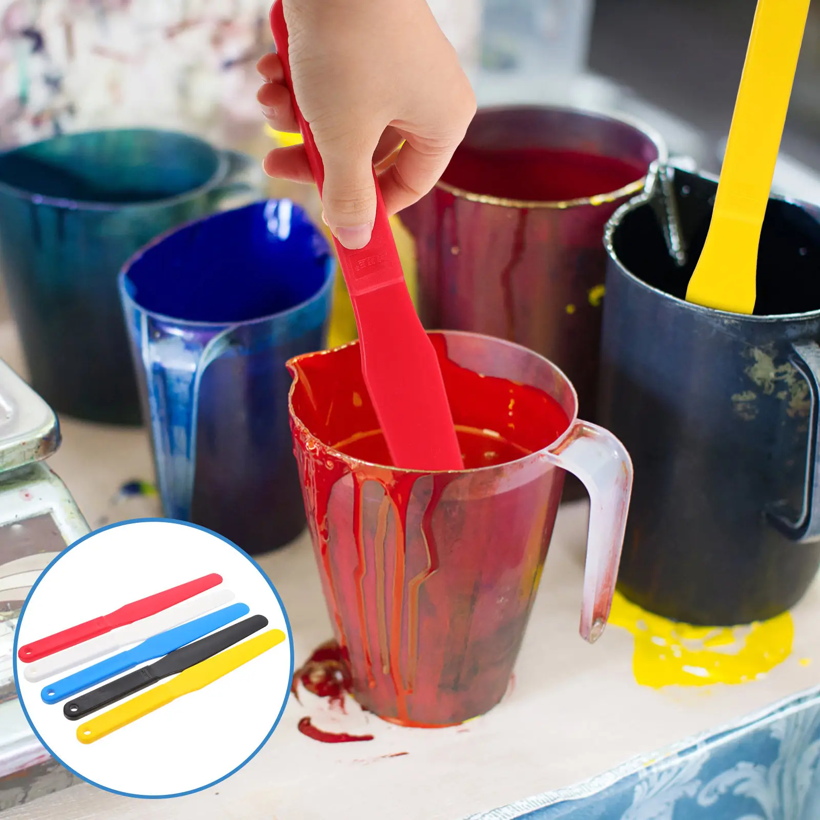 

Набор из 5 пластиковых скребков для смешивания чернил, шпатели для трафаретной печати, инструменты для масляной живописи, портативные, легкие, разноцветные