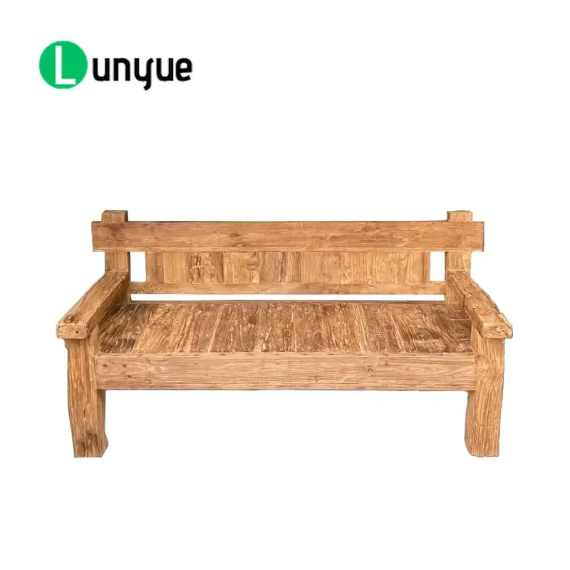 2 Seater Rustic Solid Wood Outdoor Bench Durable Garden Furniture For Patio Yard Park