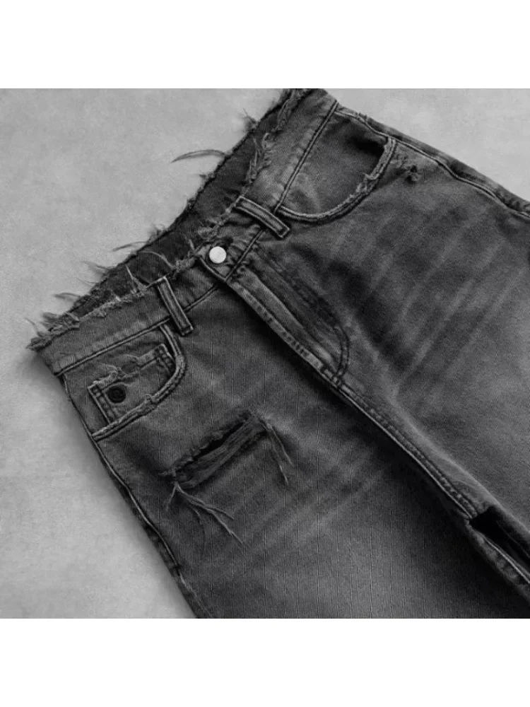 Deeptown Vintage Washed Ripped Short Jeans Women Wide Leg Blue Distressed Jorts American Retro Baggy Casual Streetwear Summer