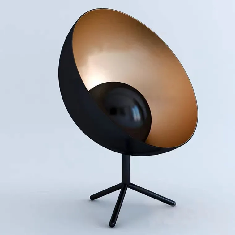 LED Three-Legged Retro Table Lamp Nordic Modern Style round Metal Shade for Decorative Use in Bedroom Sofa Hotel