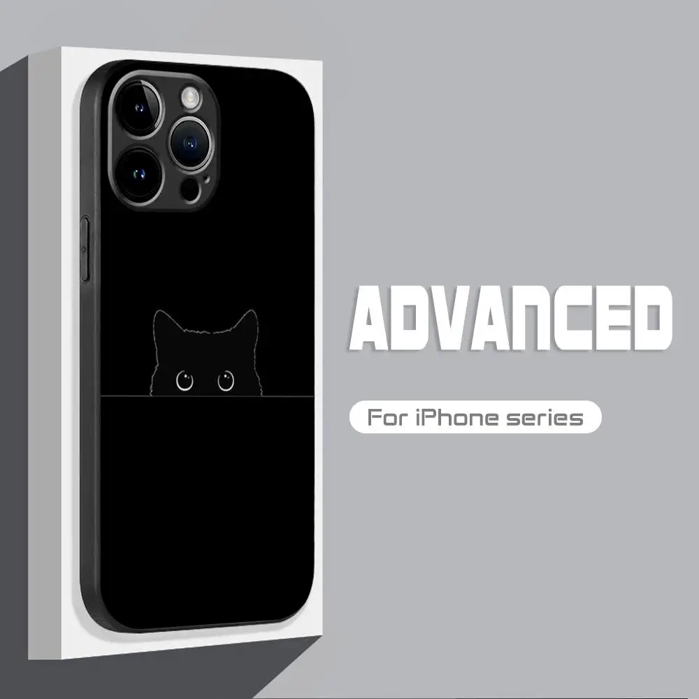 Naughty Cute Funny Cat  Phone Case For iPhone 15 14 13 12 11 X XR XS XSMAX 8 7 Plus Mini Pro Max Soft Black Phone Cover