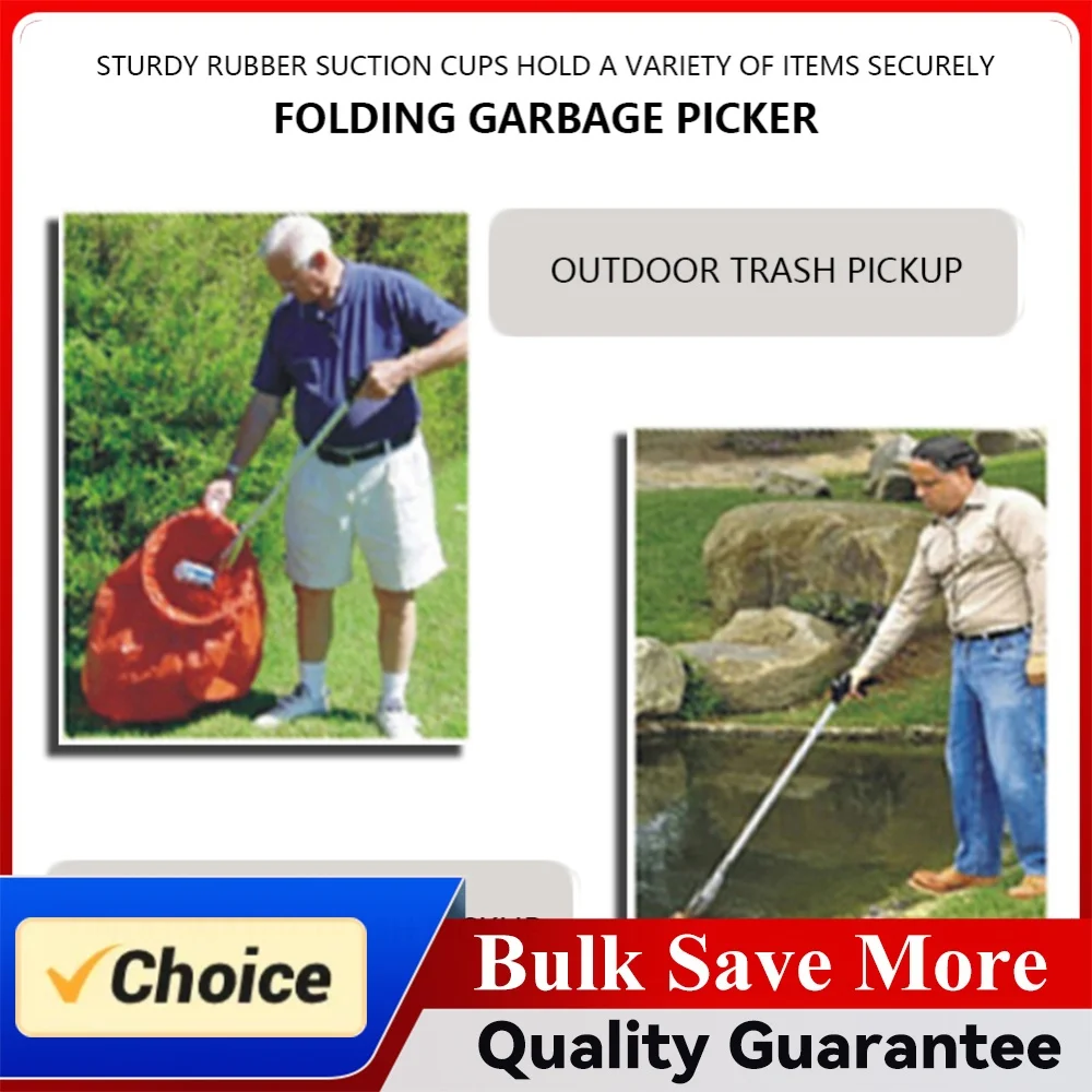 Trash Pickup Tool Aluminum Alloy Litter Picker Strong Rubber Suction Cups Reacher Grabber Tool for Indoor/Outdoor/Workplace/Home
