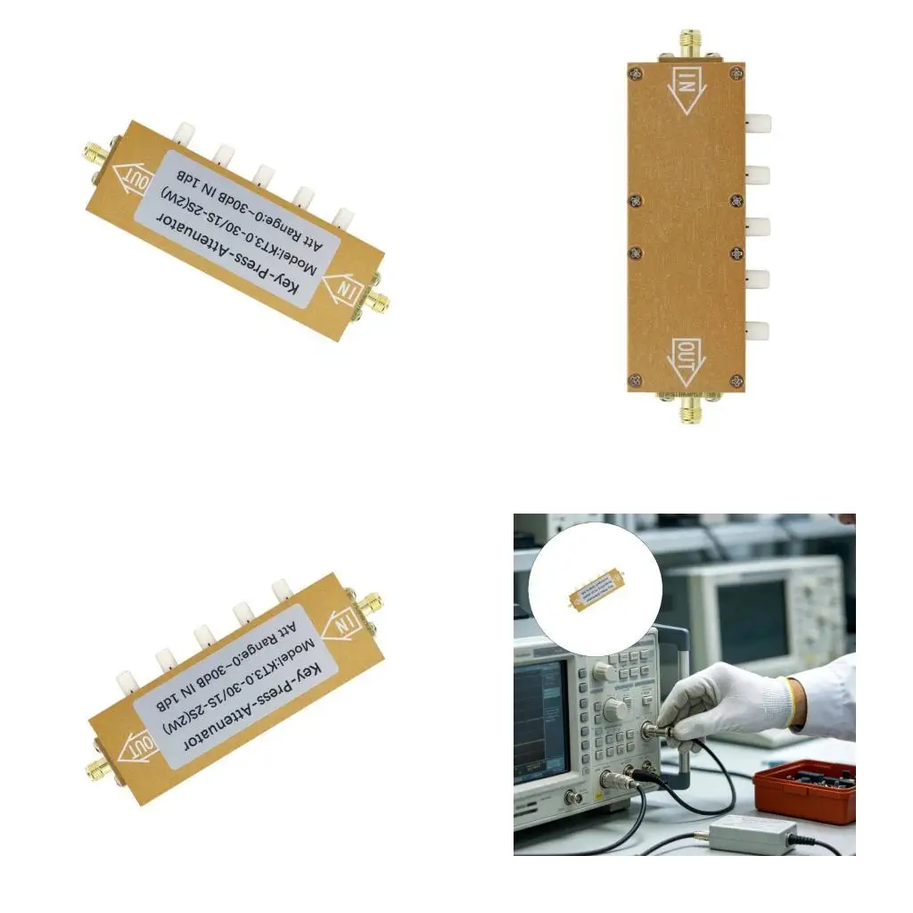Radio-Frequency Attenuator Operating to 3 Gigahertz, with Fine Adjustment Steps and Clear Input and Output Orientation for D2RD
