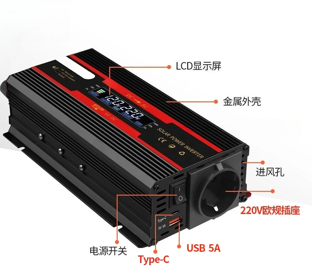 Car inverter 12v24v to 220v solar home power converter 2000w