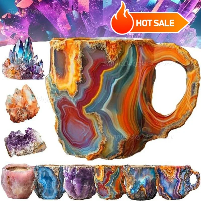 2024 Elegant Luxury Mineral Colored Crystal Mug Translucent Coffee Cup Home Office Elegant Crystal Water Cup Coffee Cup Gift